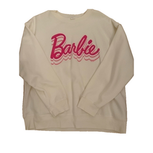 Gap Barbie white‎ crew sweatshirt with pink writing size large